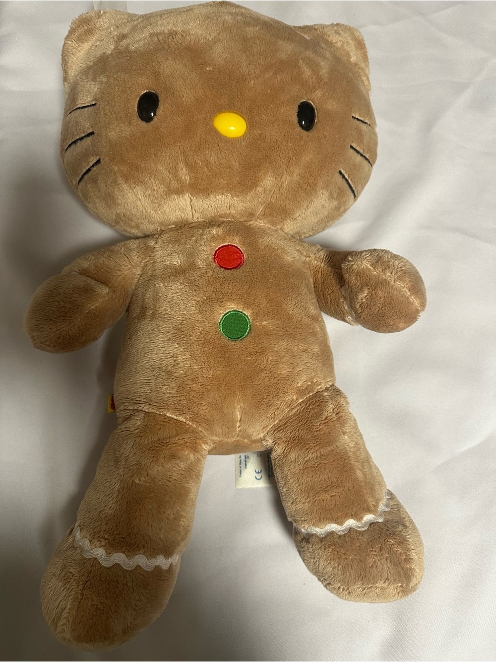 Build-A-Bear 2012 Brown Gingerbread hello kitty Cat Plush with Colorful Buttons